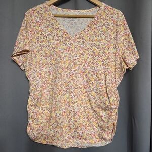 Lane Bryant Multicolor Floral V-Neck Blouse
